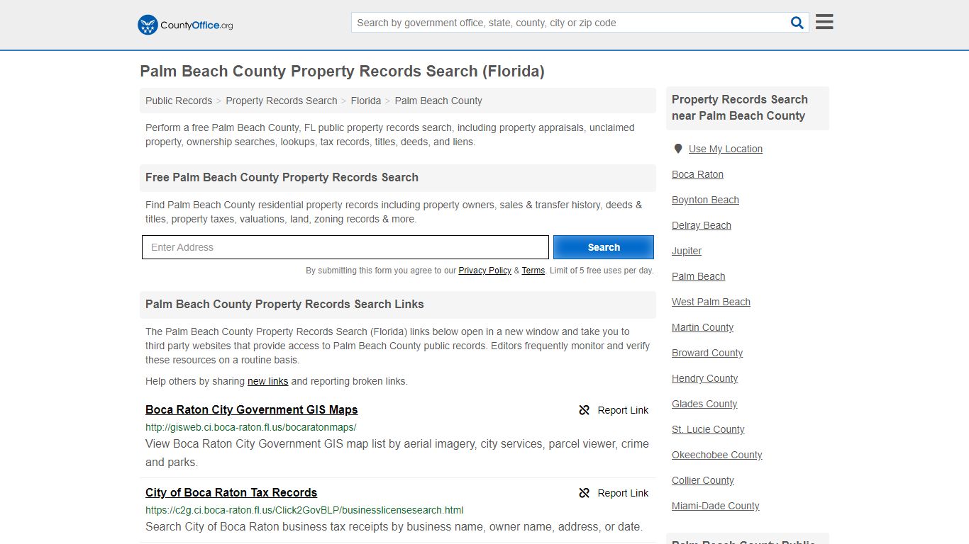 Palm Beach County Property Records Search (Florida) - County Office